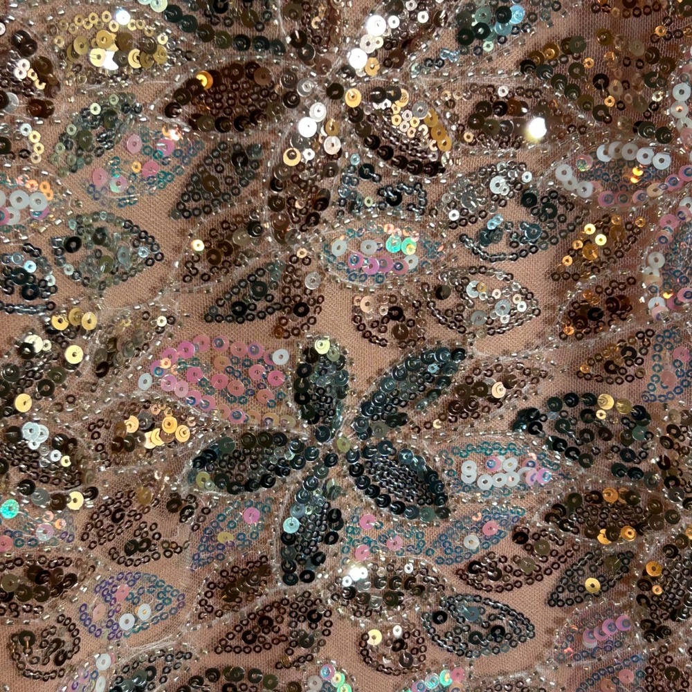 Adelyn Rae Rose Gold Floral Sequin Halter Mini Dress Bodycon Pink Silver Size M - Picture 5 of 12